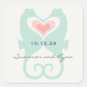 キスをするシーウズラブハートビーチサマー結婚ズ スクエアシール (正面)