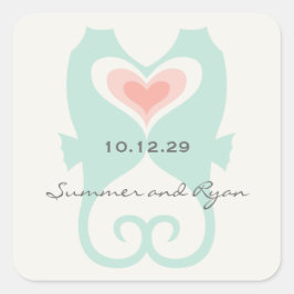 キスをするシーウズラブハートビーチサマー結婚ズ スクエアシール