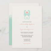 キスをするシーウズラブハートビーチサマー結婚ズ 招待状 (正面/裏面)