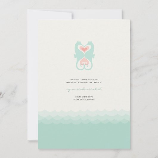 キスをするシーウズラブハートビーチサマー結婚ズ 招待状 (裏面)