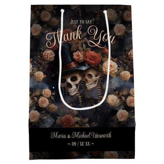 キスをするスカルダークロマンスゴシッ結婚クス ミディアムペーパーバッグ (裏面)