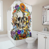 キスをするスカル シャワーカーテン (インサイチュ)