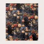 キスをするスケルトンフローラゴシッ結婚クのテーブルカード (内部フラット)