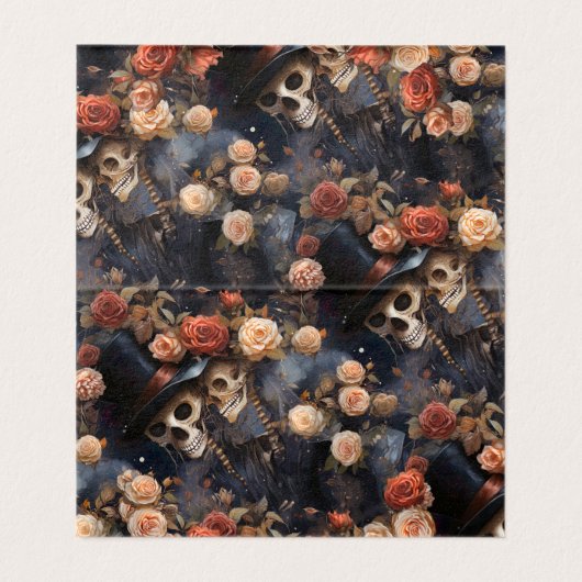 キスをするスケルトンフローラゴシッ結婚クのテーブルカード (内部フラット)