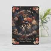 キスをするスケルトンRSVPゴシック結婚ズ 招待状 (スタンド正面)