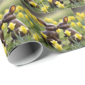 キスをするチョコレートイースターバニー ラッピングペーパー (ロールコーナー)