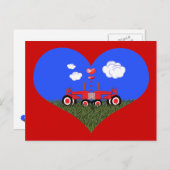 キスをするハート下トラクター ポストカード (正面/裏面)