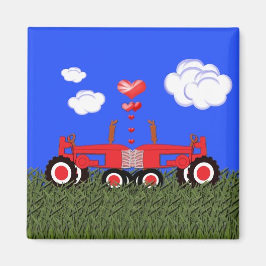 キスをするハート下トラクター マグネット (正面)