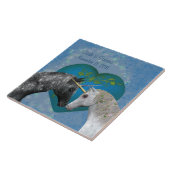 キスをするユニコーンハートキュイパーソナライズされた結婚ズ タイル (側面)