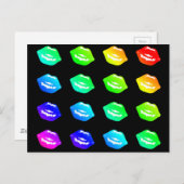 キスをするリップズカラフルレインボーカラーズリップスティックキス ポストカード (正面/裏面)