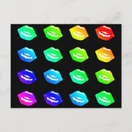 キスをするリップズカラフルレインボーカラーズリップスティックキス ポストカード