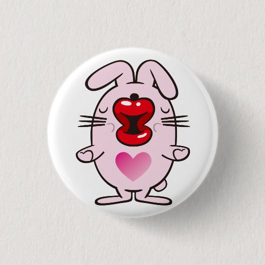 キスをする兎 缶バッジ (正面)