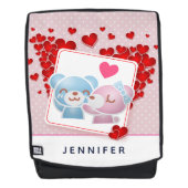 キスをする水玉模様にハートを付ける バックパック (正面)