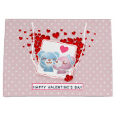 キスをする水玉模様にハートを付ける ラージペーパーバッグ (正面)