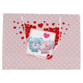 キスをする水玉模様にハートを付ける ラージペーパーバッグ (裏面)