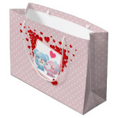 キスをする水玉模様にハートを付ける ラージペーパーバッグ (裏面アングル)