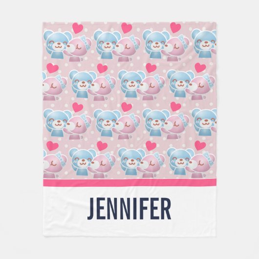 キスをする水玉模様 フリースブランケット (正面)