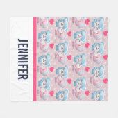 キスをする水玉模様 フリースブランケット (正面(横))