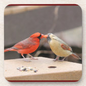 キスをする深紅色 コースター (正面)