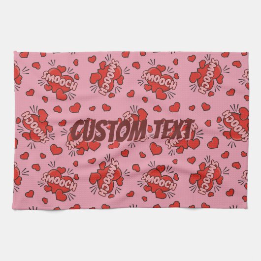 キスをする漫画効果音パターン キッチンタオル (横)