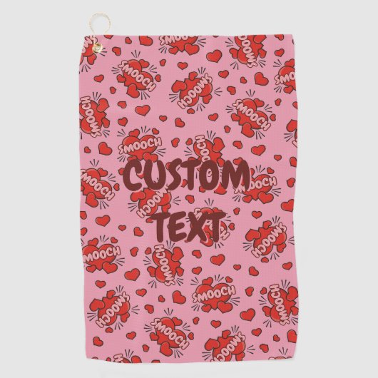 キスをする漫画効果音パターン ゴルフタオル (正面)