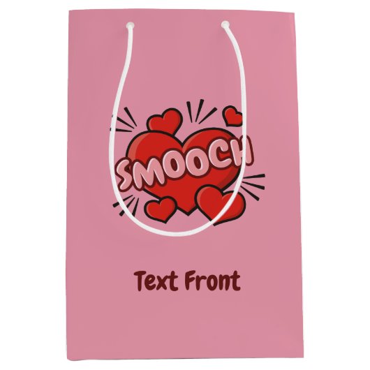 キスをする漫画効果音 ミディアムペーパーバッグ (正面)