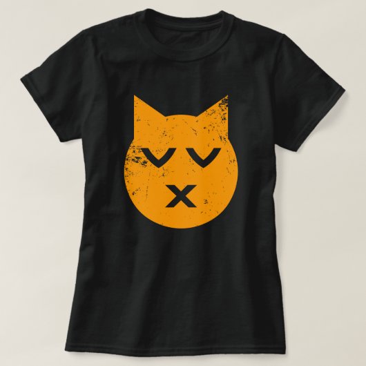 キスをする目を閉じたグランジ猫絵文字 Tシャツ (デザイン正面)