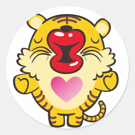 キスをする虎 ラウンドシール (正面)