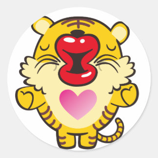キスをする虎 ラウンドシール
