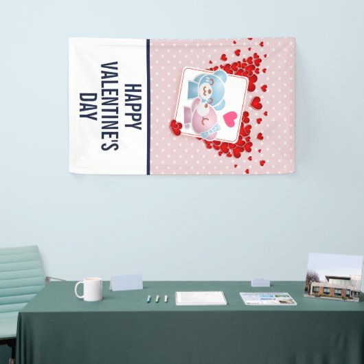 キスをする赤いハート付き 横断幕 (トレードショー)