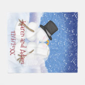 キスをする雪だるま結婚フリースブランケットおもしろい フリースブランケット (正面(横))