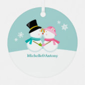 キスをする雪だるま メタルオーナメント (正面)