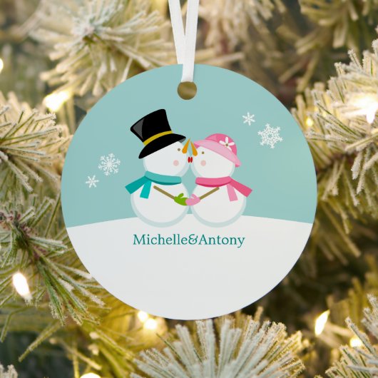 キスをする雪だるま メタルオーナメント (インサイチュ)