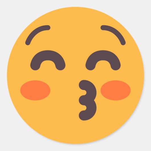 キスをする顔閉じた目かわいいカスタム絵文字 ラウンドシール (正面)