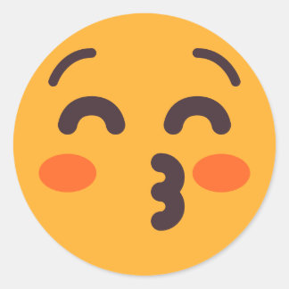 キスをする顔閉じた目かわいいカスタム絵文字 ラウンドシール