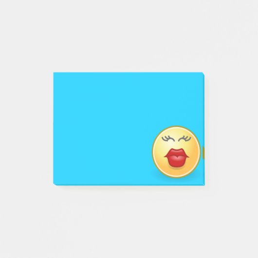 キスをする顔on Blue Post It Note ポストイット (正面)
