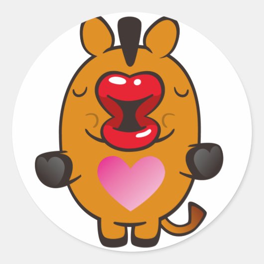 キスをする馬 ラウンドシール (正面)