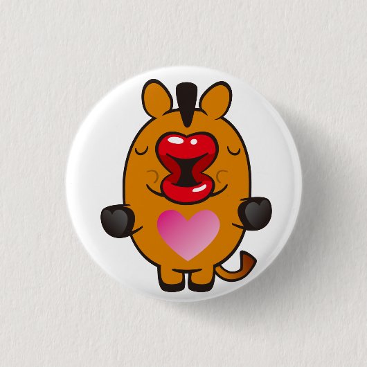 キスをする馬 缶バッジ (正面)