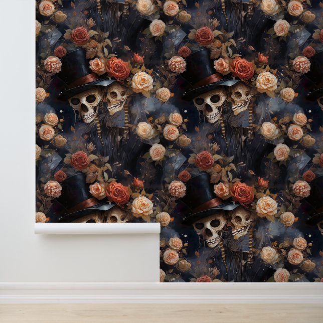 キスをする骨格がピンクのゴシックスカル 壁紙 (アプリケーション)