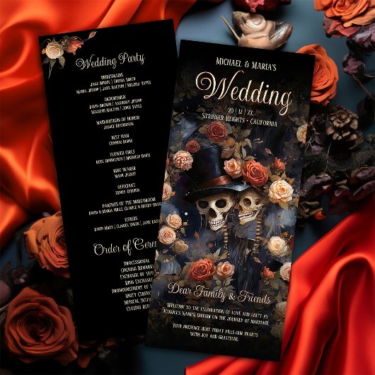 キスをする骨格ヴィンテージフローラ結婚式 プログラム