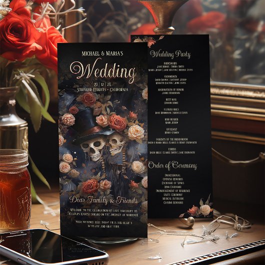 キスをする骨格ヴィンテージフローラ結婚式 プログラム