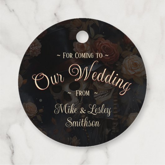 キスをする骨格不気味ヴィンテージ結婚ゴシック フェイバータグ (裏面)