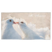 キスをする鳩のカスタマイズ 枕カバー (正面左)