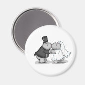 キスをするHipposの花嫁と花婿 – パーソナライズ マグネット (正面/裏面)