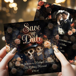 キスをするSkeletons日付カードの保存 セーブザデート