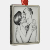 キスを分かち合う若者(ヴィンテージゲイアート) メタルオーナメント (右)