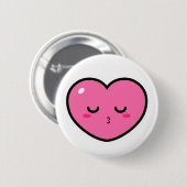 キスを待っているハートEmoji 缶バッジ (正面&裏面)