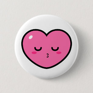 キスを待っているハートEmoji 缶バッジ