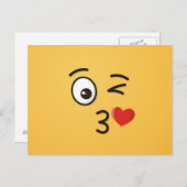 キスを投げる顔 ポストカード (正面/裏面)