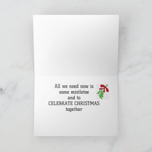 キスを楽しむためのミストルタイを飾って「アメリカの」ホリデーカーを祝おう シーズンカード (内部)